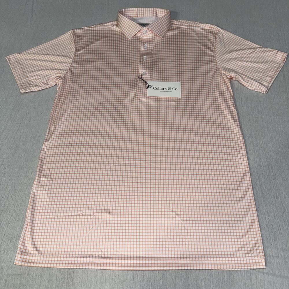 Collars and Co Golf Polo Orange Gingham Checks AOP Size Large Preppy NWT - Picture 2 of 5